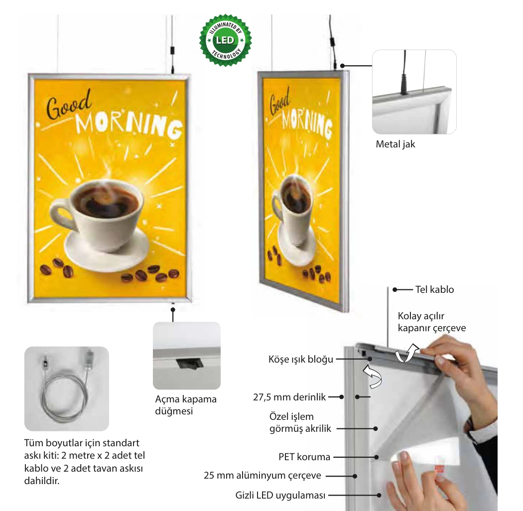 Smart Led Box Çift Taraflı 25 mm ürün detayları