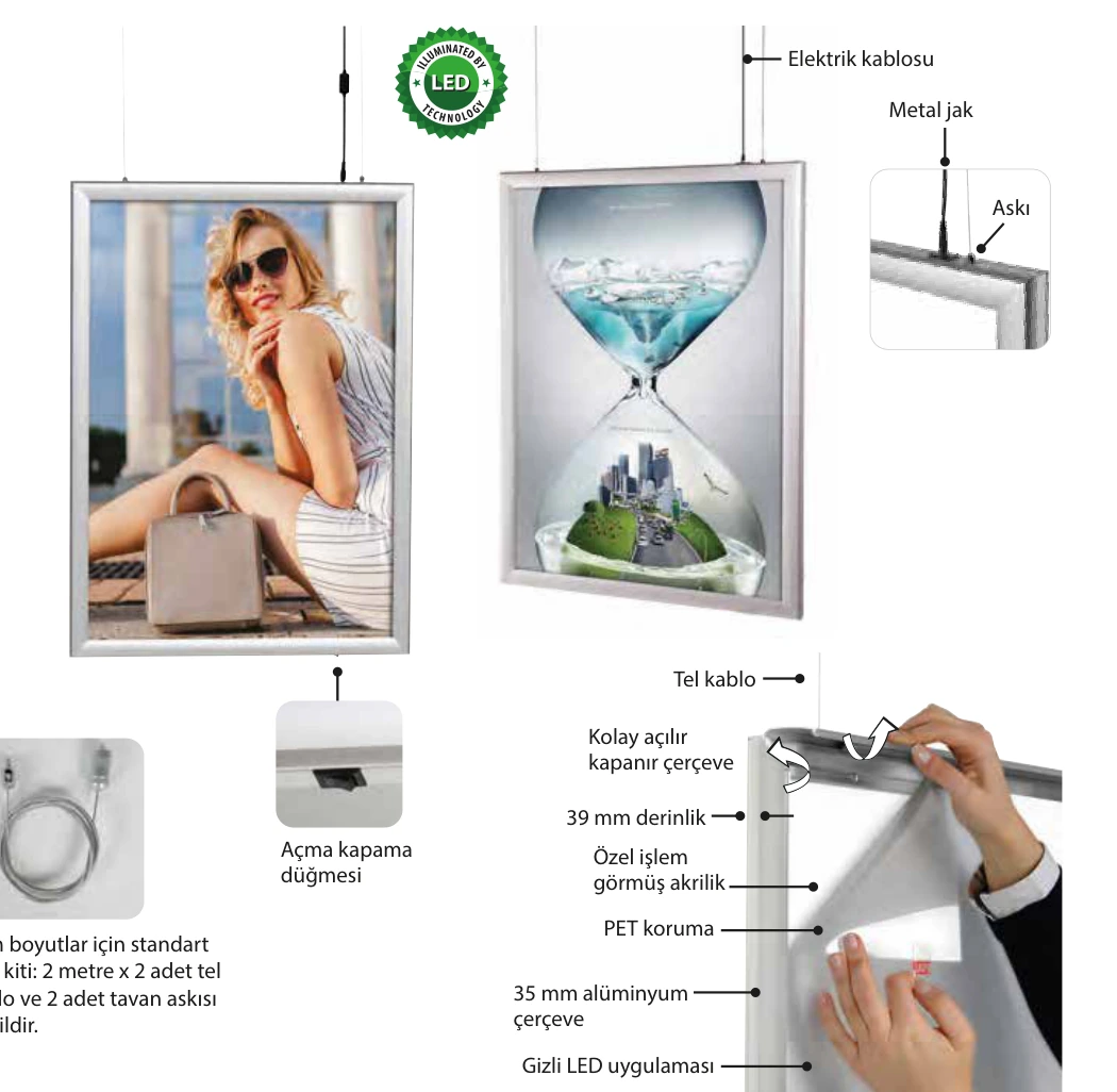 Smart Led Box Çift Taraflı 35 mm ürün detayları