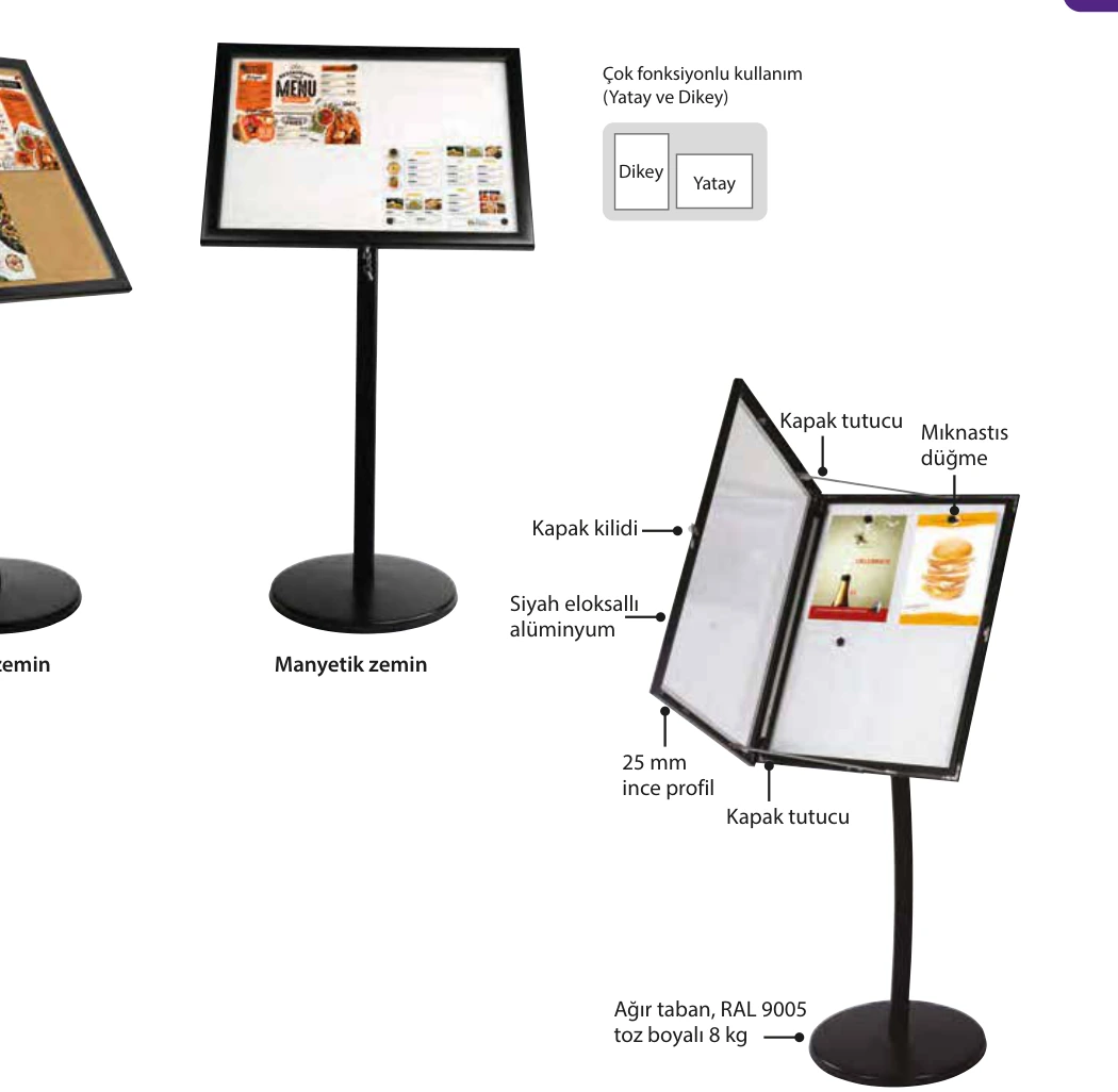 Universal Showboard Curved Menü Panosu ürün detayları