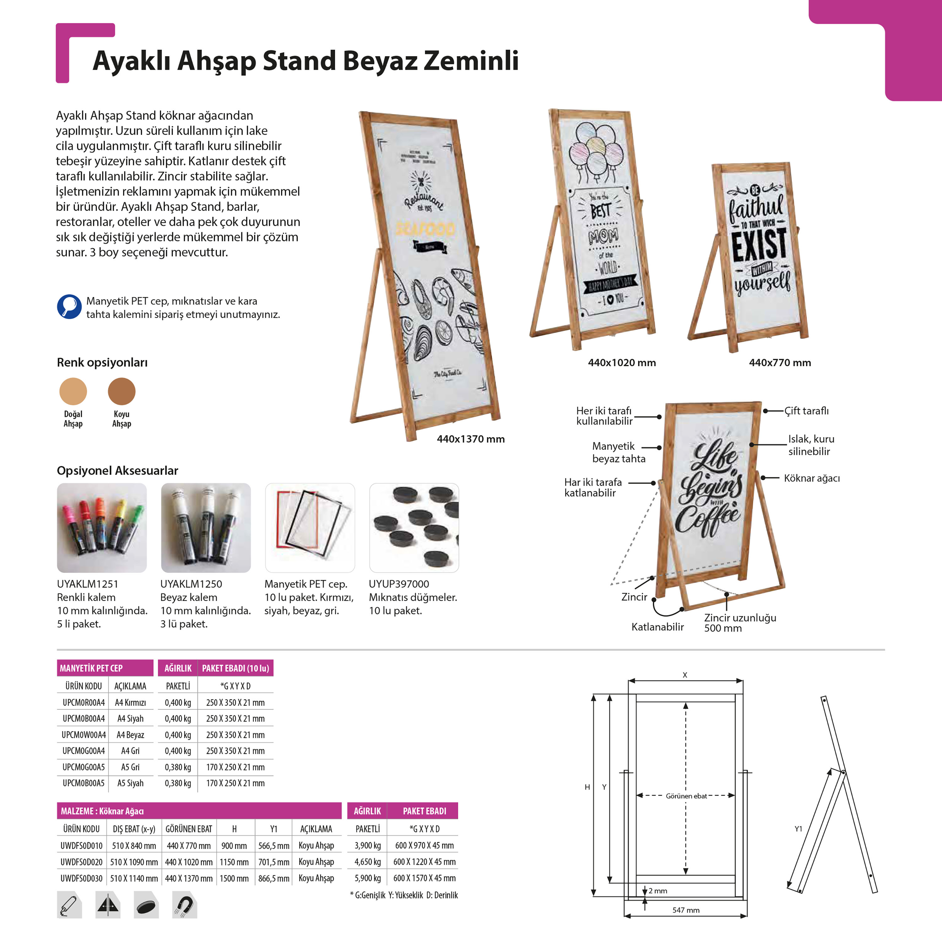 Ahşap Stant Ayaklı Beyaz Zeminli