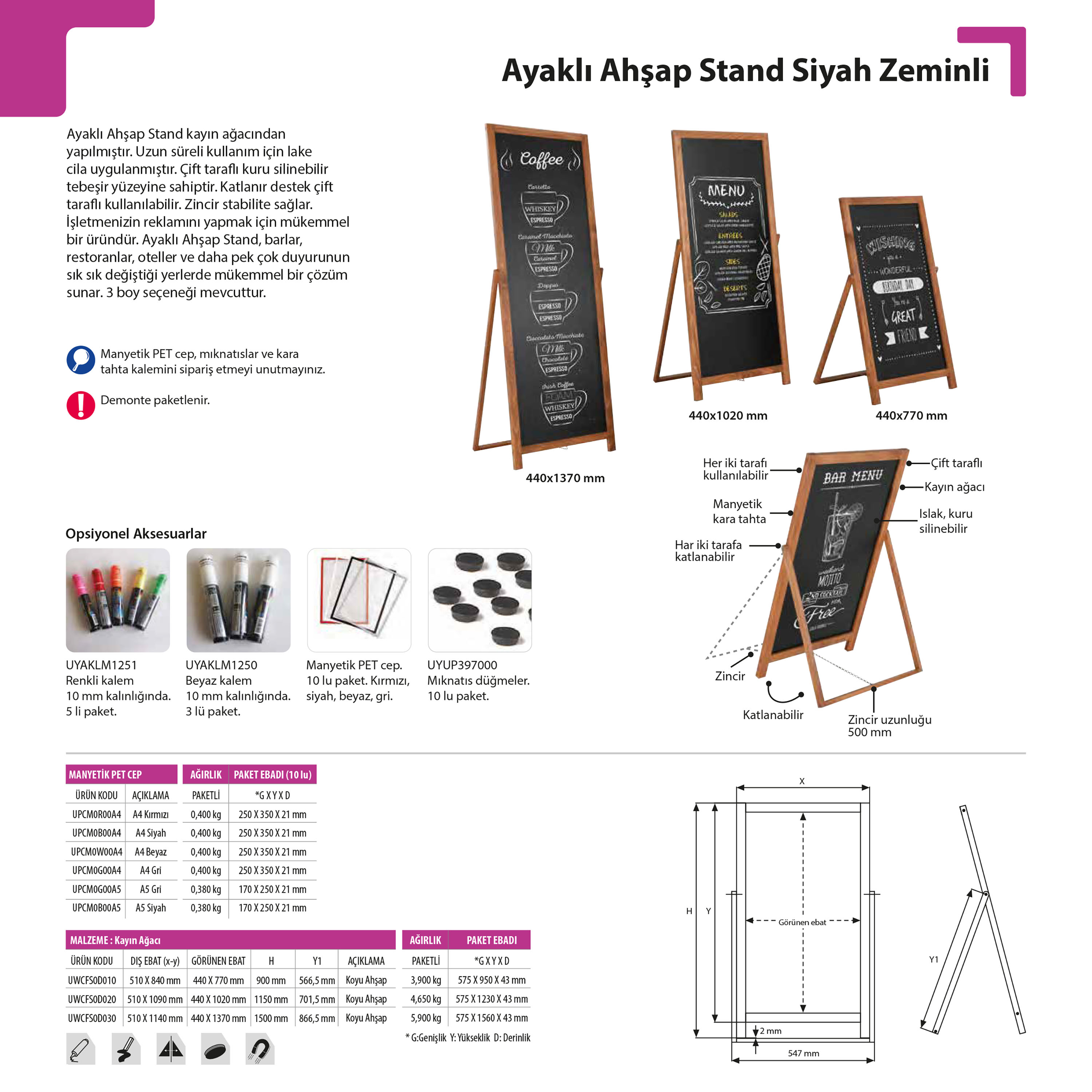 Ahşap Stant Ayaklı Siyah Zeminli