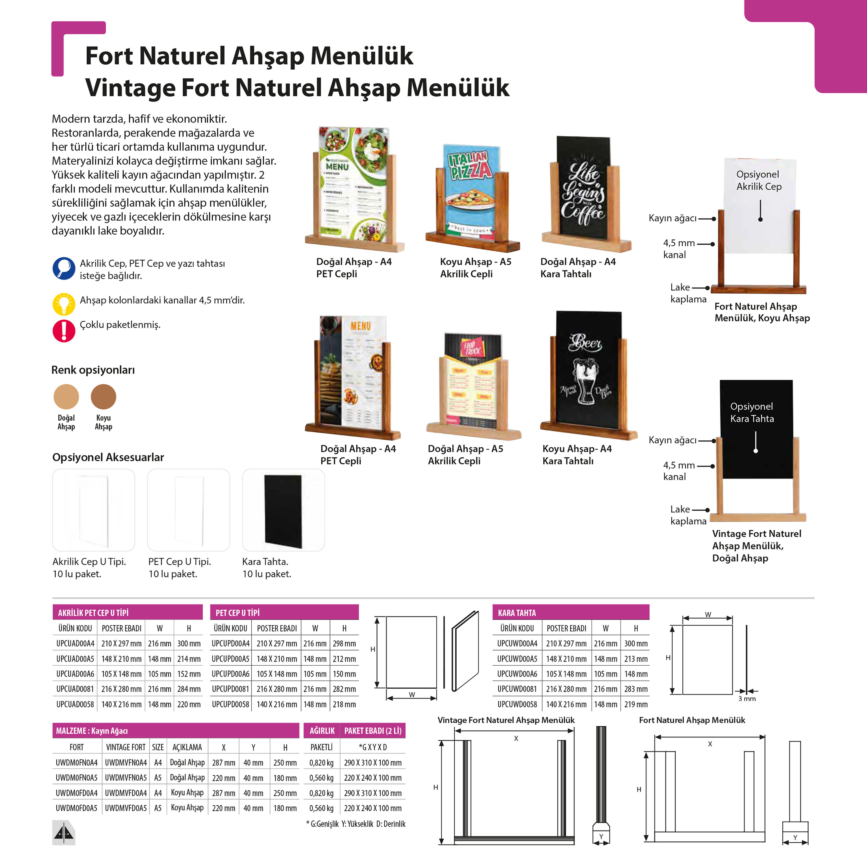 Fort Naturel Ahşap Menülük