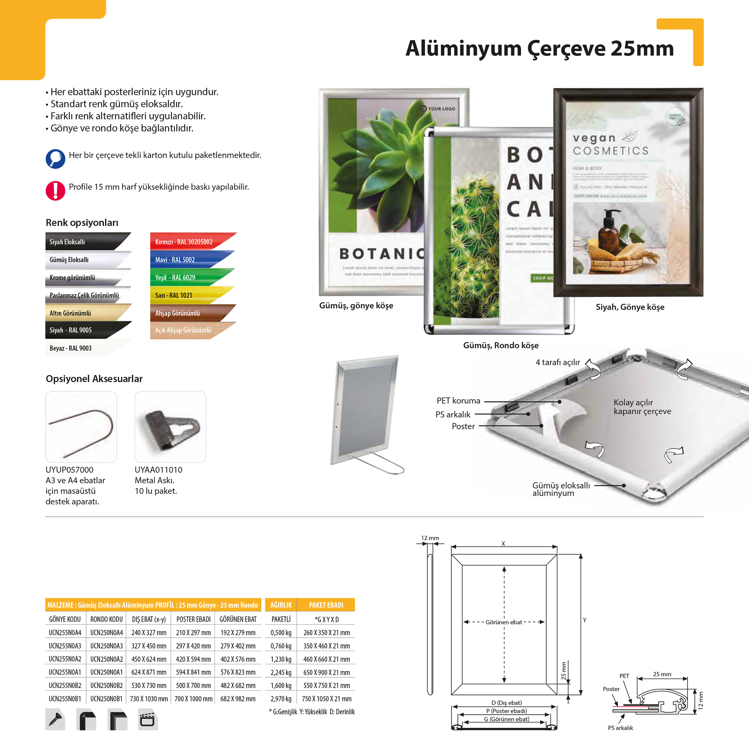 Alüminyum Çerçeve 25 mm