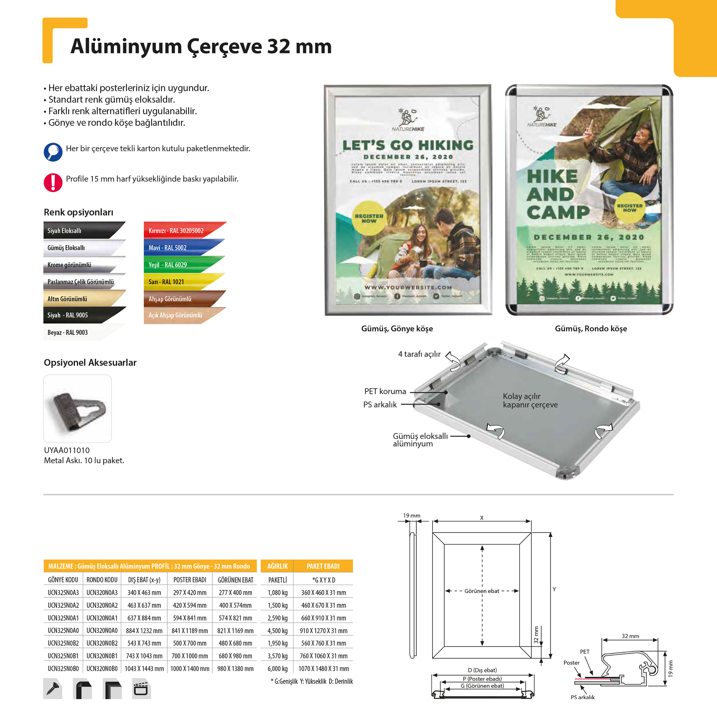 Alüminyum Çerçeve 32 mm