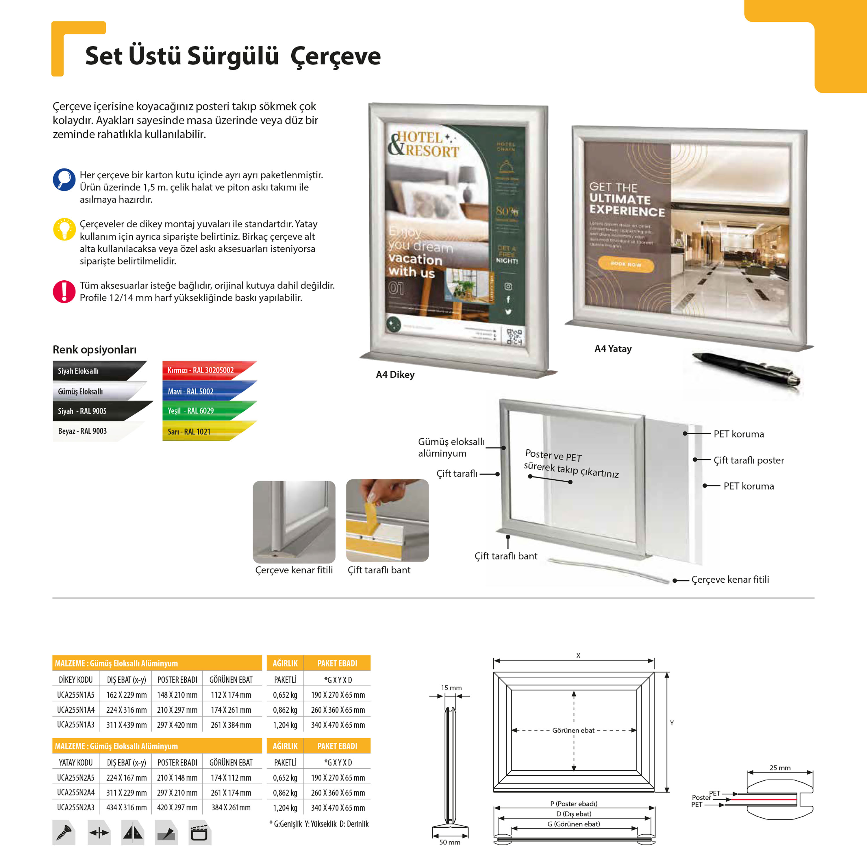 Set Üstü Sürgülü Çerçeve