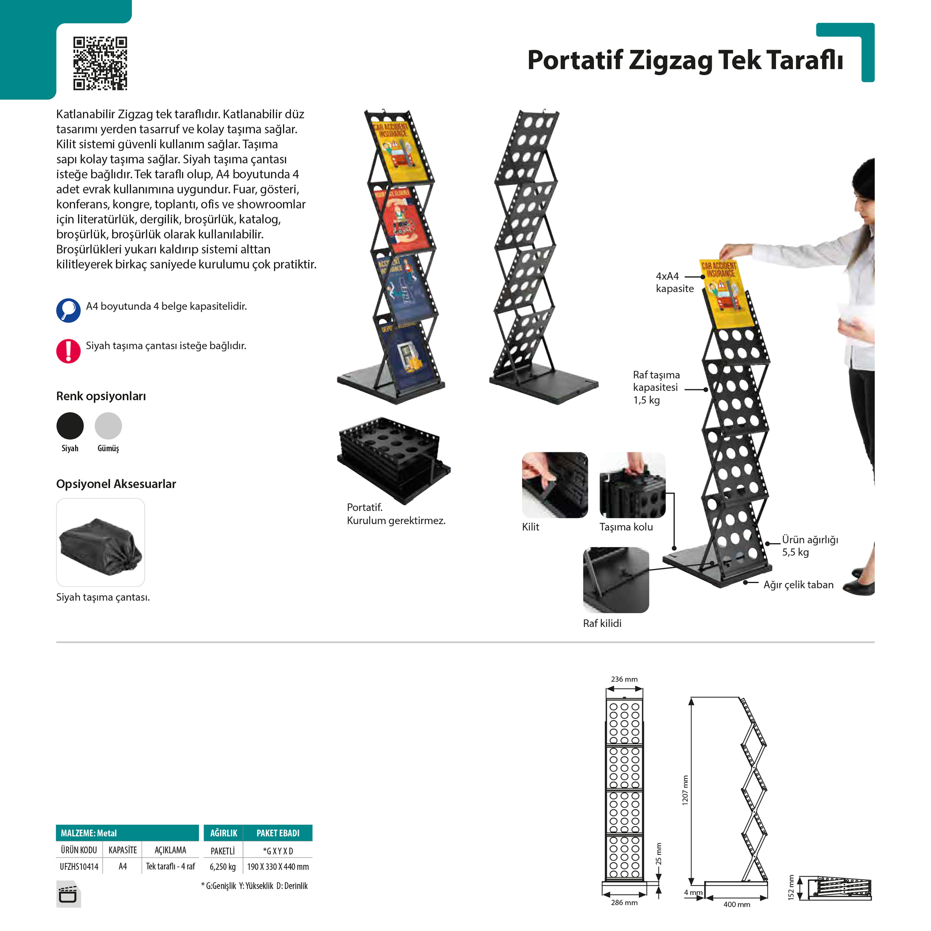 Portatif Zigzag Tek Taraflı