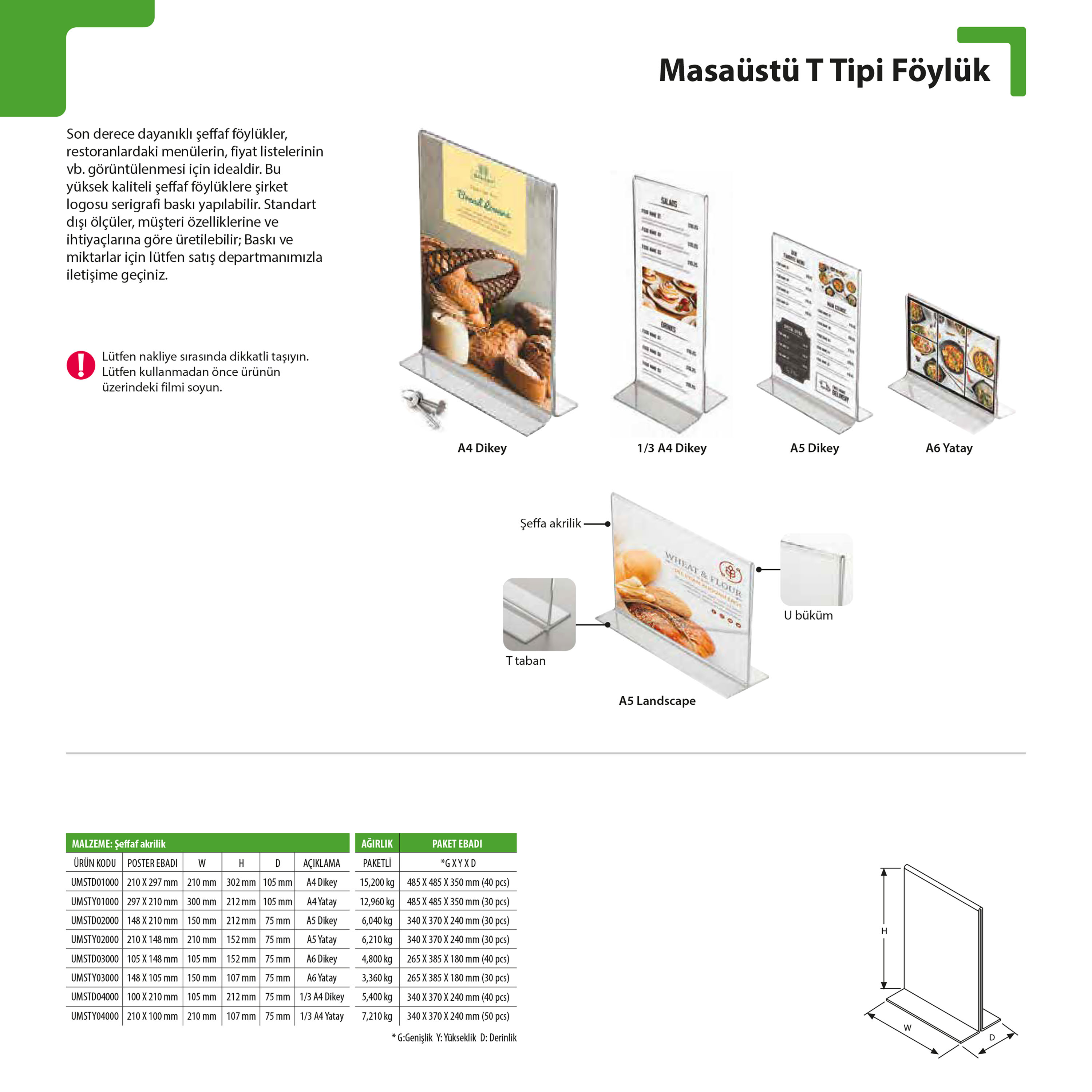 Masaüstü T Tipi Föylük