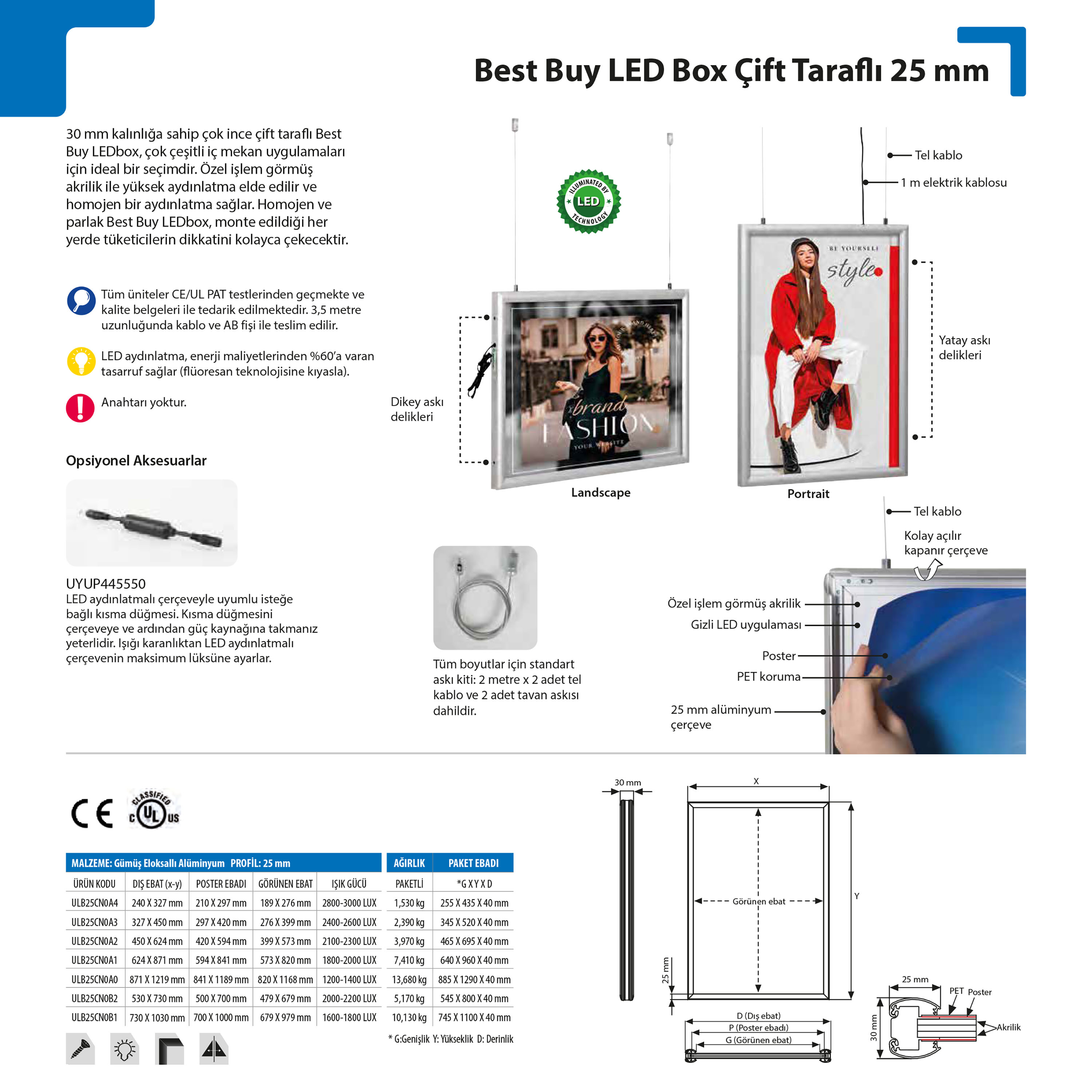 Best Buy Led Box Çift Taraflı 25 mm