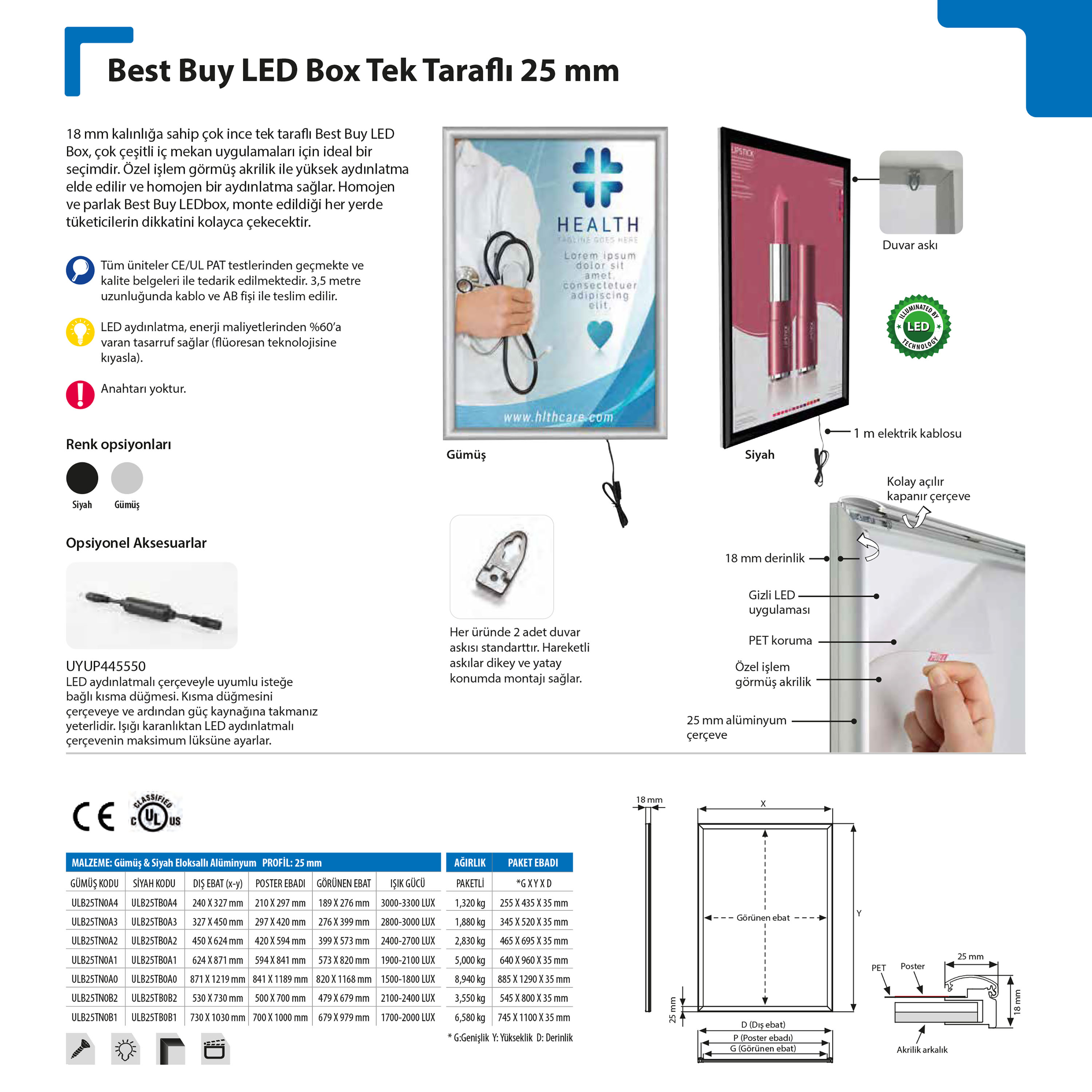 Best Buy Led Box Tek Taraflı 25 mm