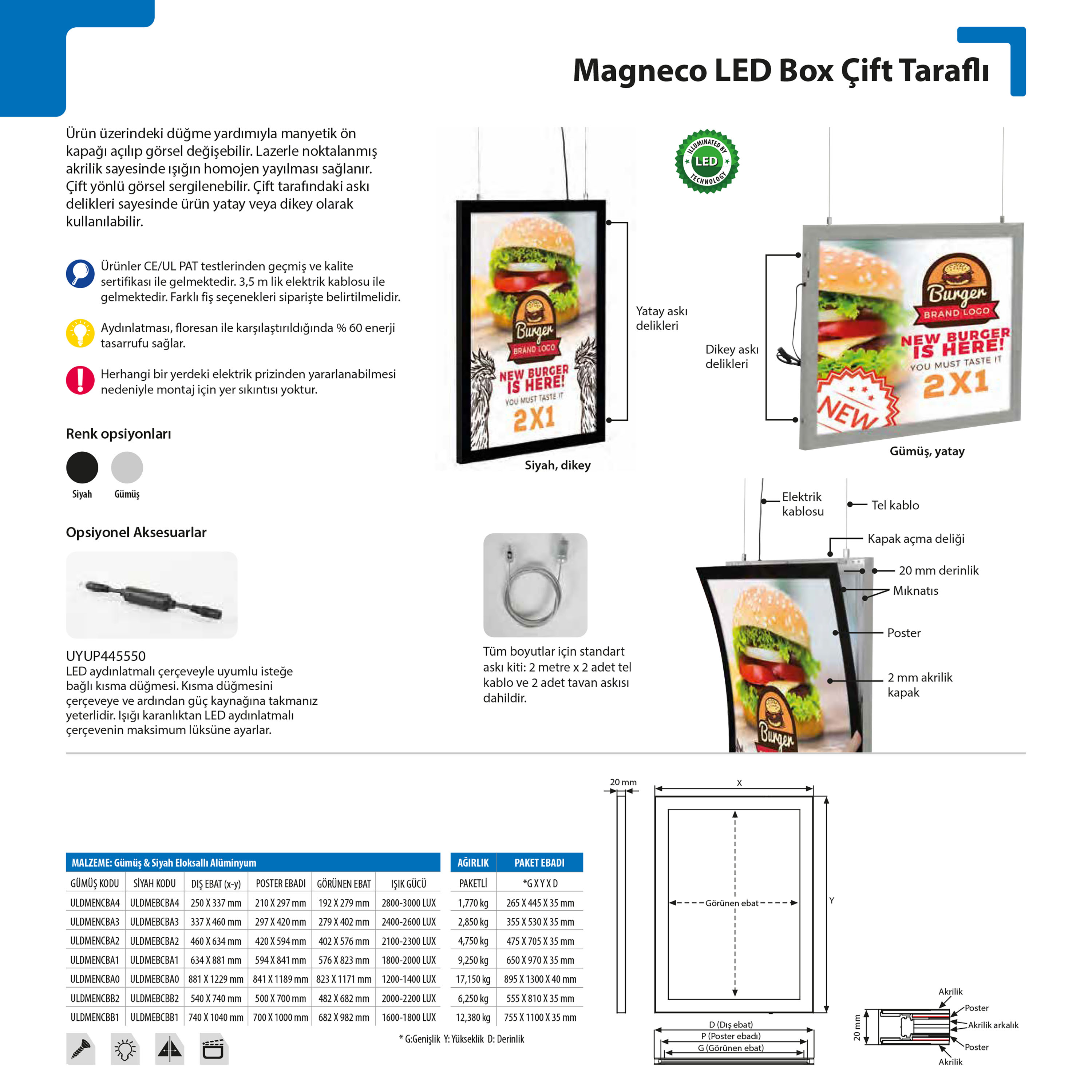 Magneco Led Box Çift Taraflı
