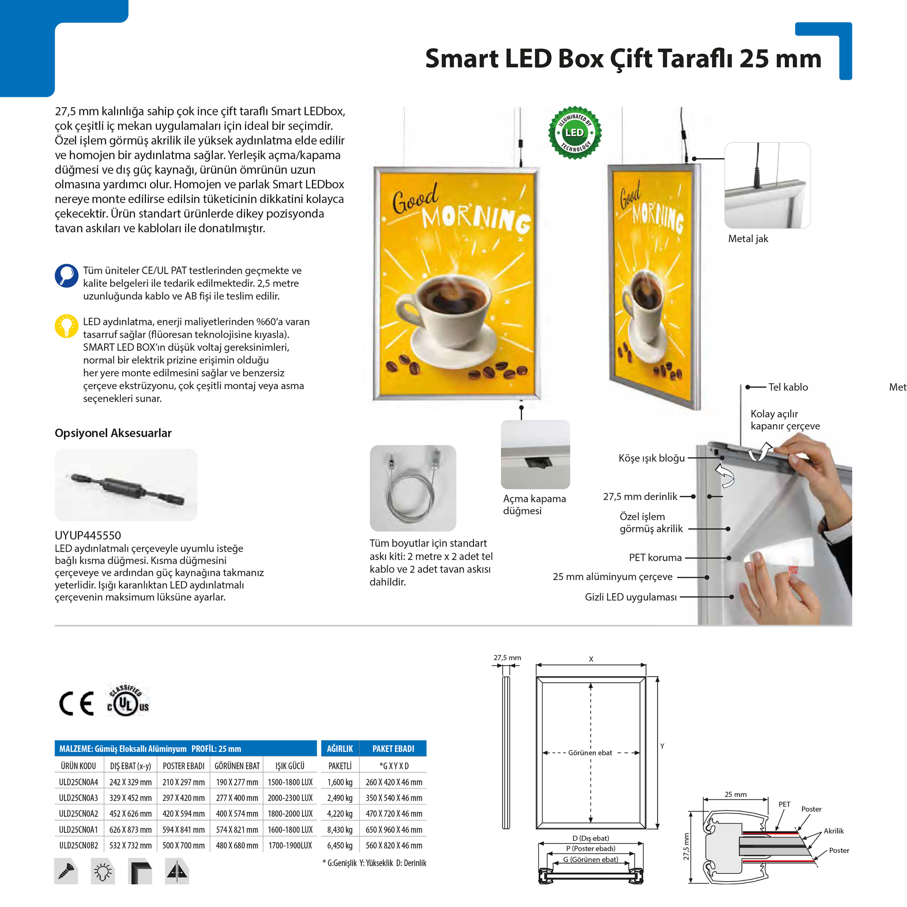 Smart Led Box Çift Taraflı 25 mm