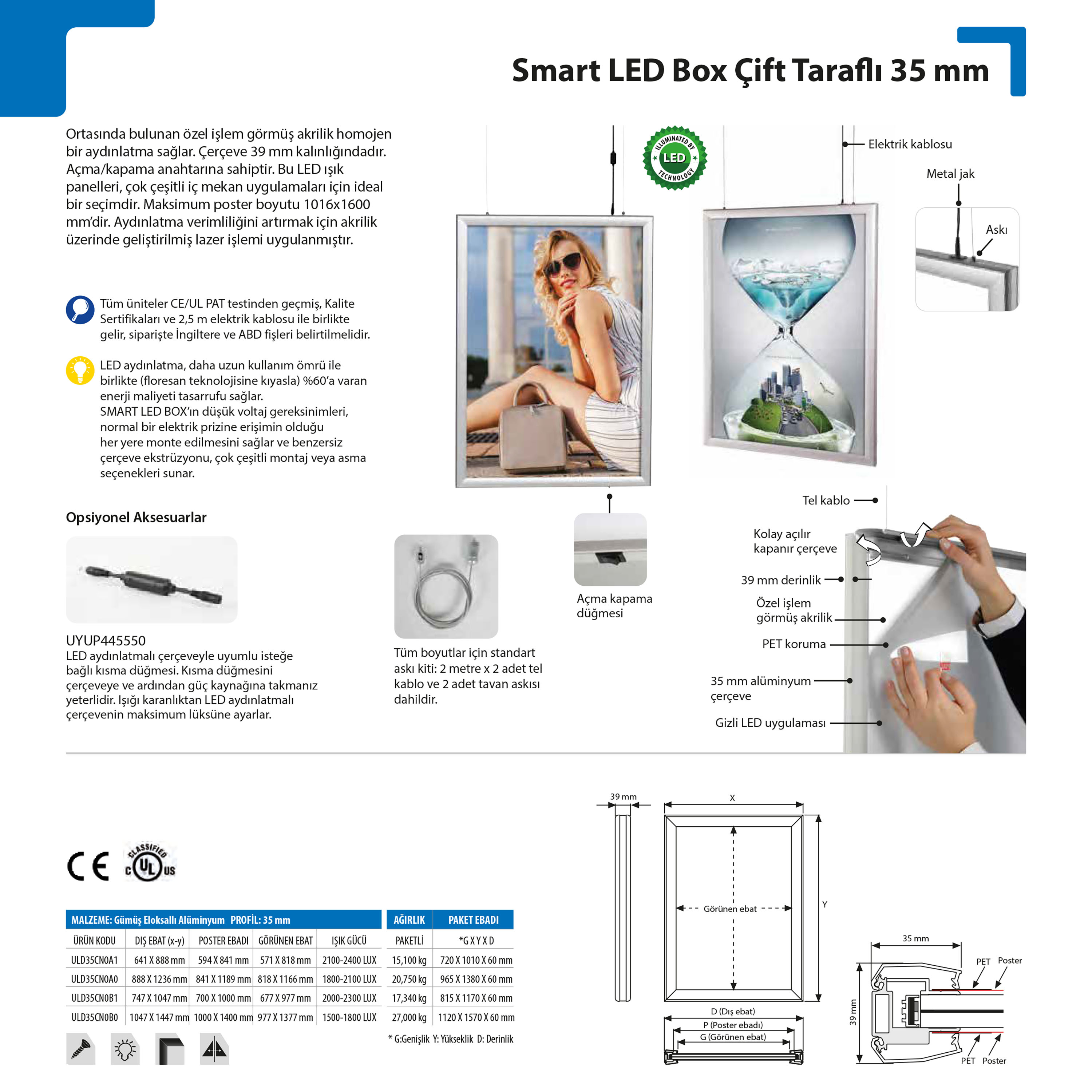 Smart Led Box Çift Taraflı 35 mm