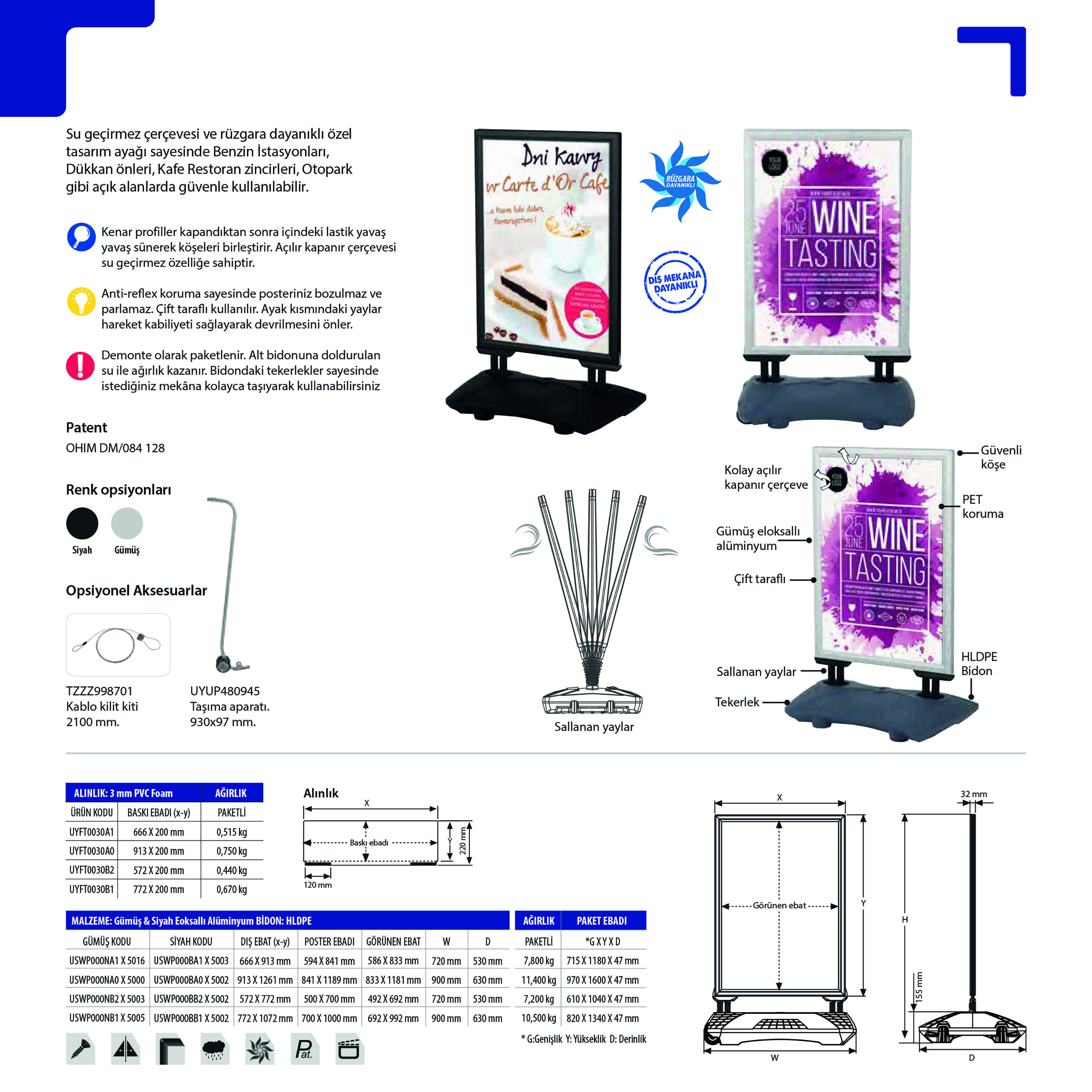 Kaldırım Panosu Alüminyum Çerçeve