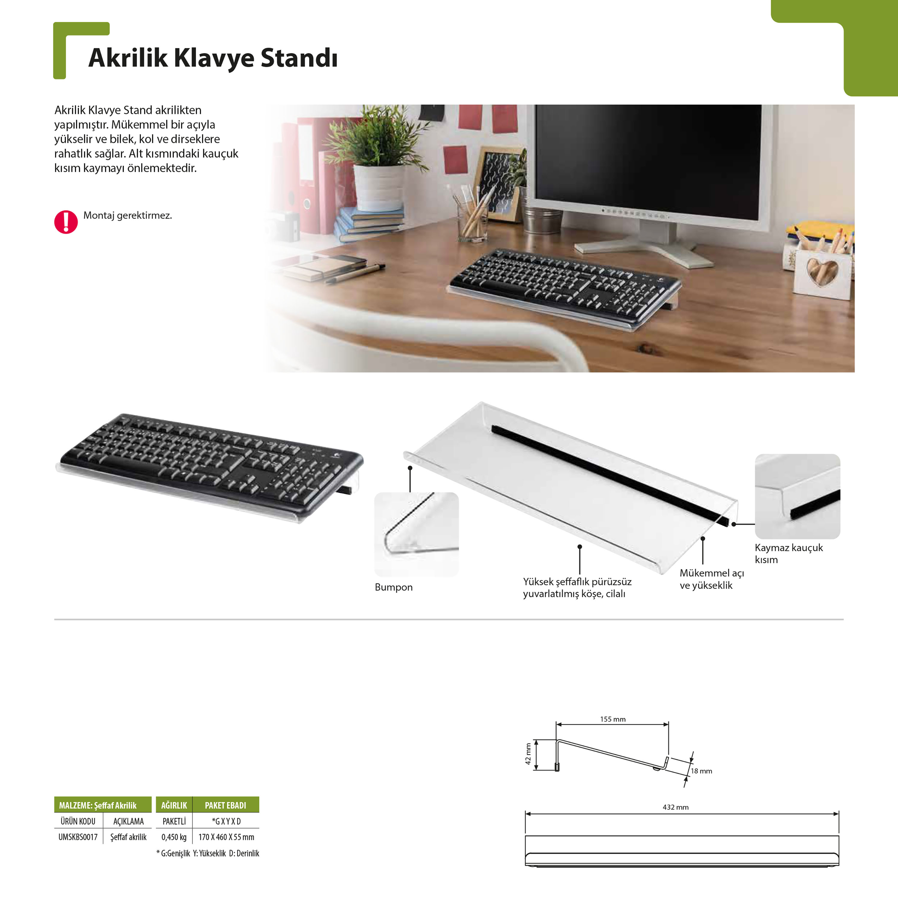 Akrilik Klavye Standı