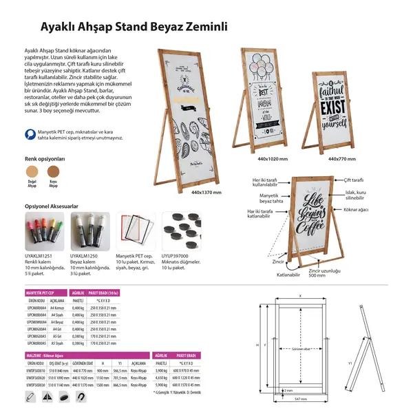 Ahşap Stant Ayaklı Beyaz Zeminli