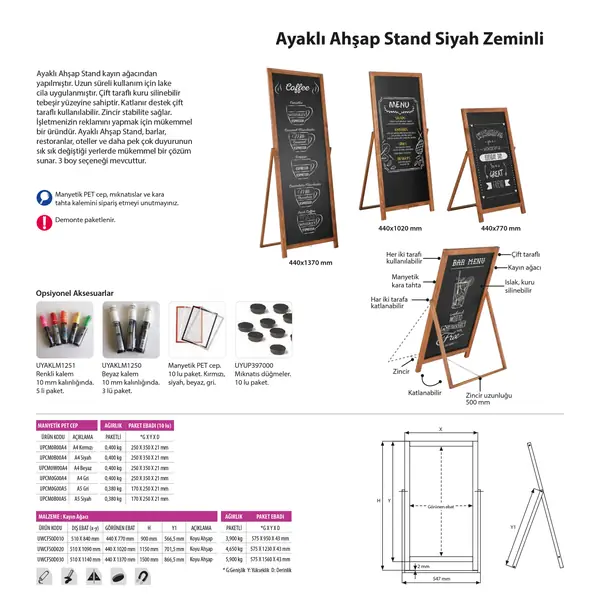 Ahşap Stant Ayaklı Siyah Zeminli