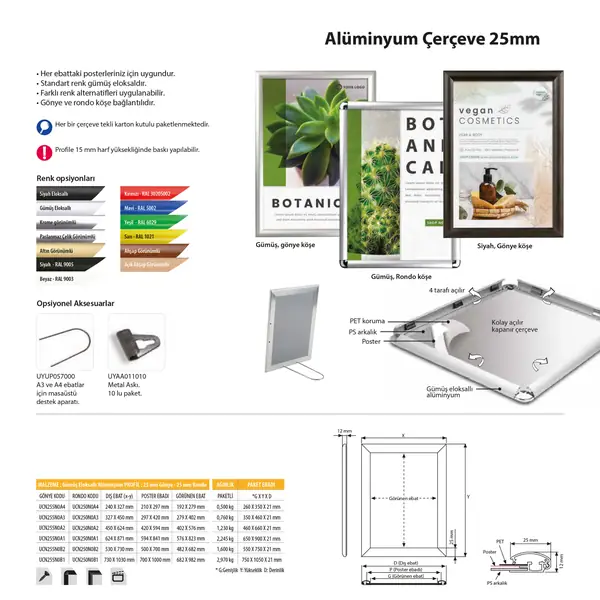 Alüminyum Çerçeve 25 mm