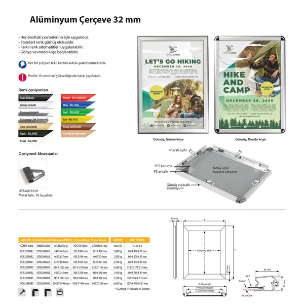 Alüminyum Çerçeve 32 mm