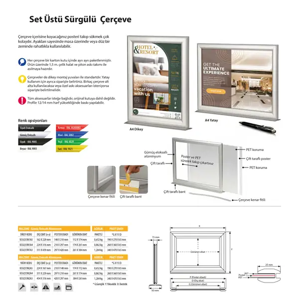 Set Üstü Sürgülü Çerçeve
