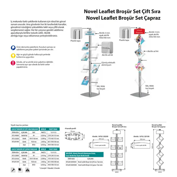 Novel Leaflet Broşür Set Çift Sıra Ve Çapraz