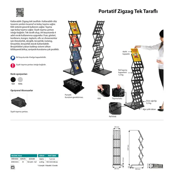 Portatif Zigzag Tek Taraflı