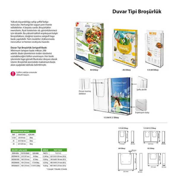 Duvar Tipi Broşürlük