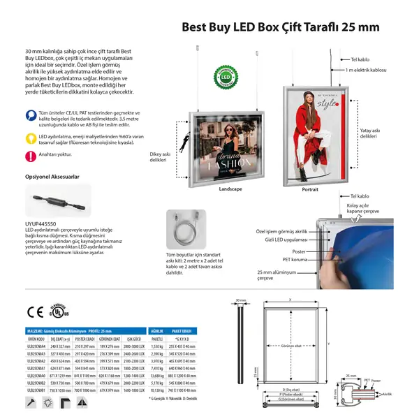 Best Buy Led Box Çift Taraflı 25 mm