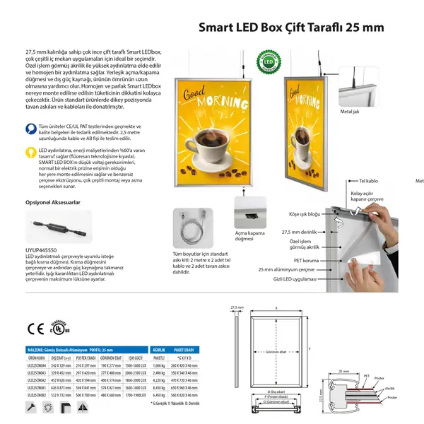 Smart Led Box Çift Taraflı 25 mm