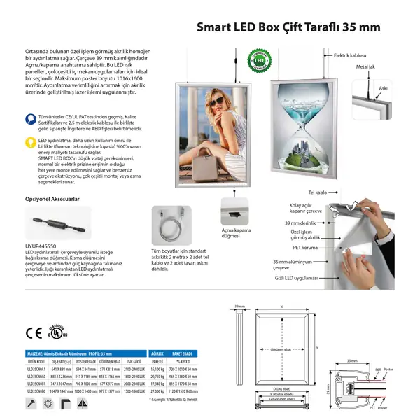 Smart Led Box Çift Taraflı 35 mm