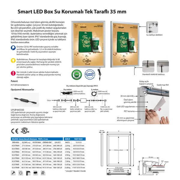 Smart Led Box Su Korumalı Tek Taraflı 35 mm