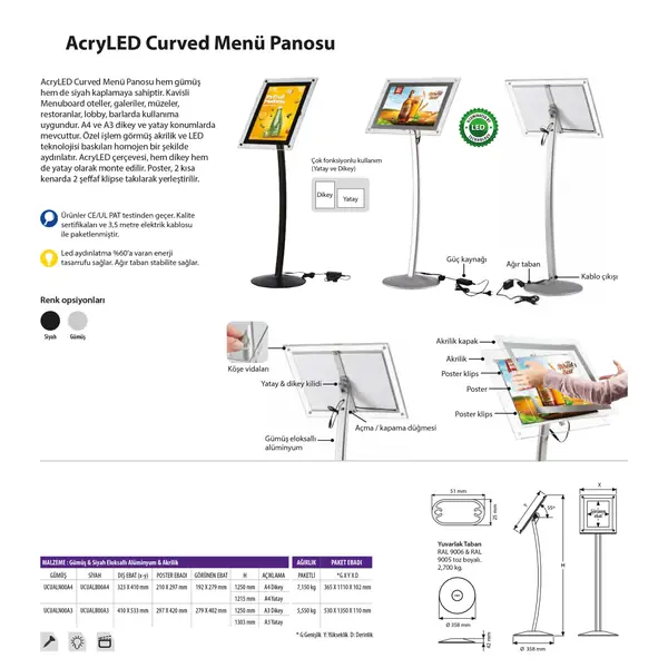 Arcyled Curved Menü Panosu