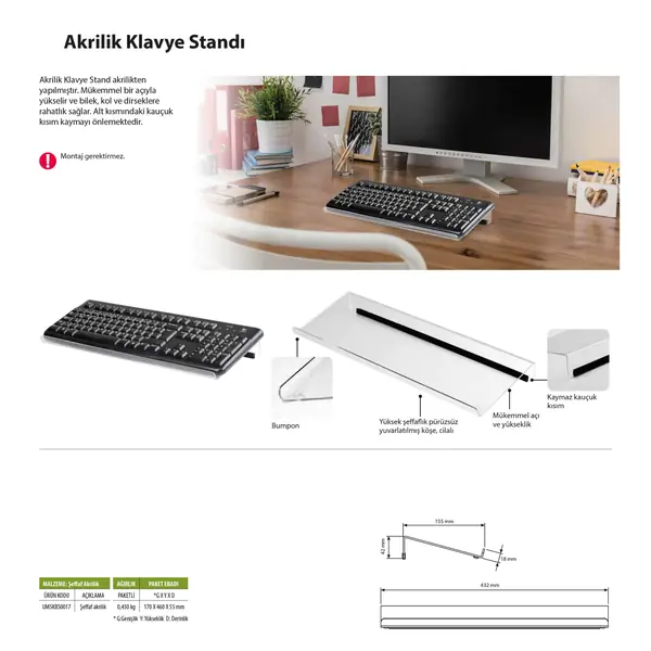 Akrilik Klavye Standı