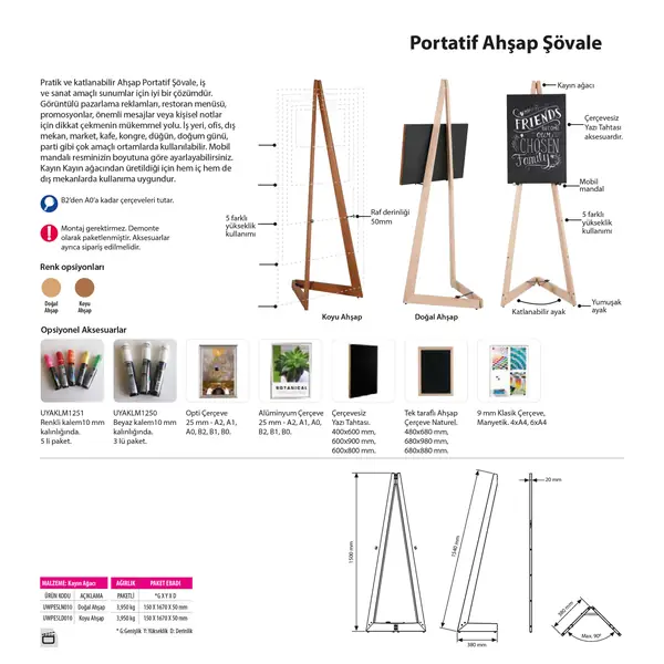 Ahşap Şövale Portatif